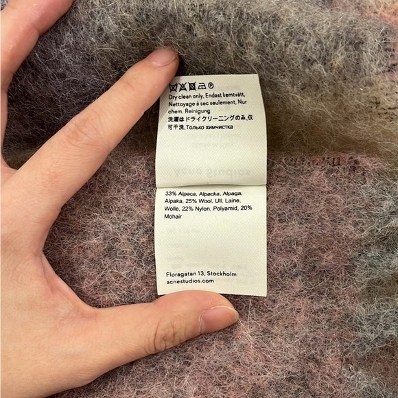 Acne Studios Multi Check Scarf in Pink - Picture 5 of 7